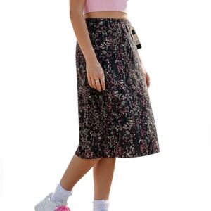 Vintage My Michelle Y2K Floral Midi Skirt M Black Pink Ditsy Grunge Fairycore